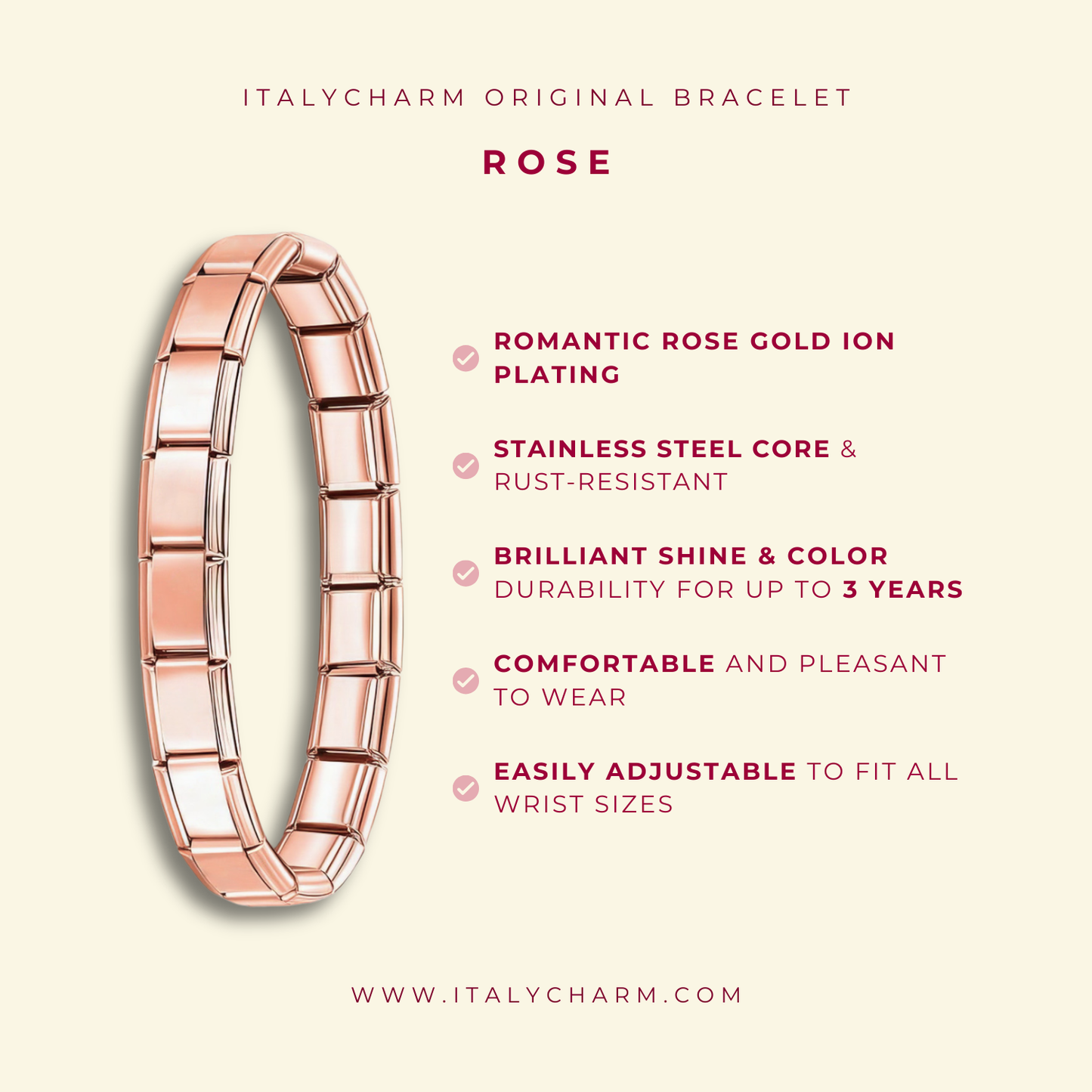 Classic Italian Rose Bracelet - Charmris