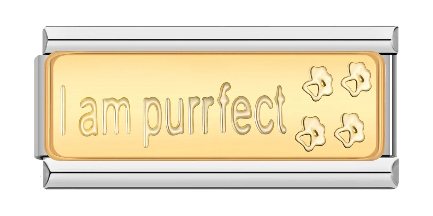 I am purrfect - Silver Bar Charm