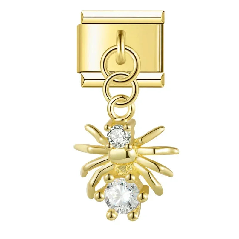 Mystic Spider with CZ - Gold Pendant Charm