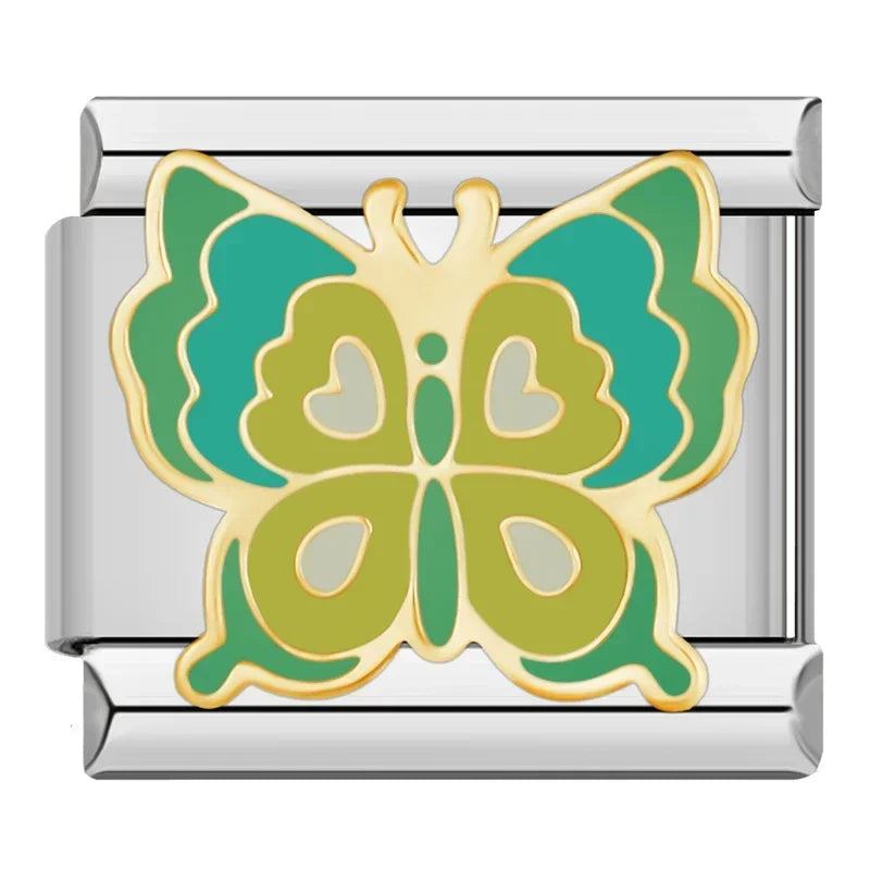 Gorgeous Green Butterfly - Silver Charm