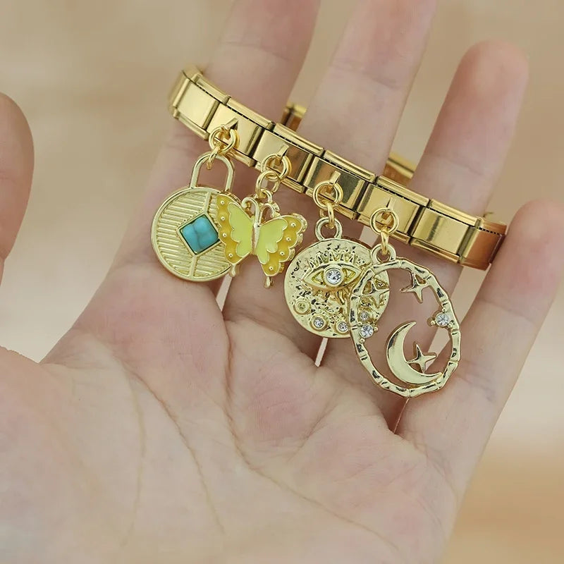 Yellow Butterfly Dream – Gold Pendant Charm