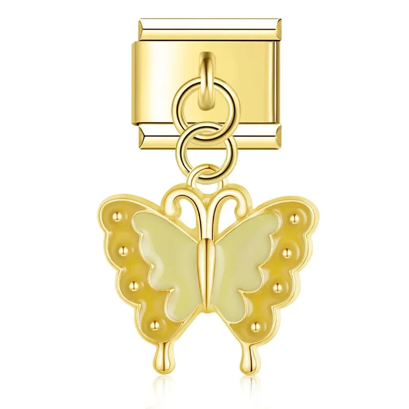 Yellow Butterfly Dream – Gold Pendant Charm