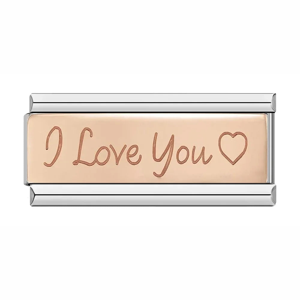 I Love You - Silver Rose Bar Charm