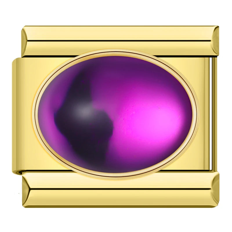 Enchanted Purple Resin Gem - Gold Charm