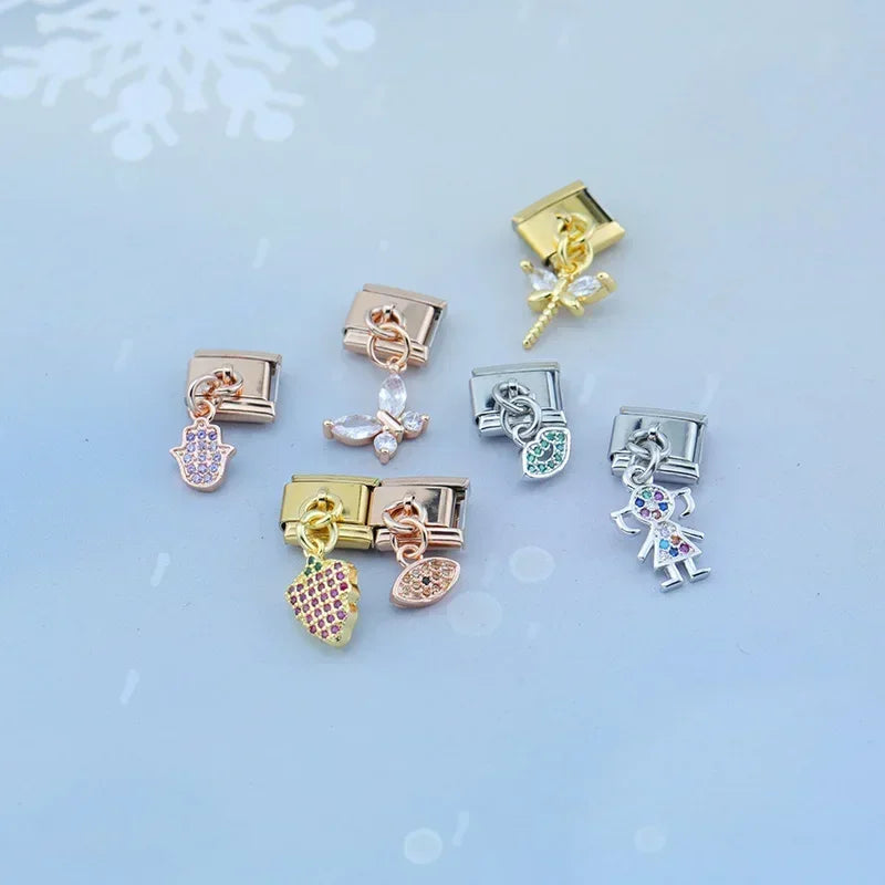 Crystal Butterfly - Rose Pendant Charm