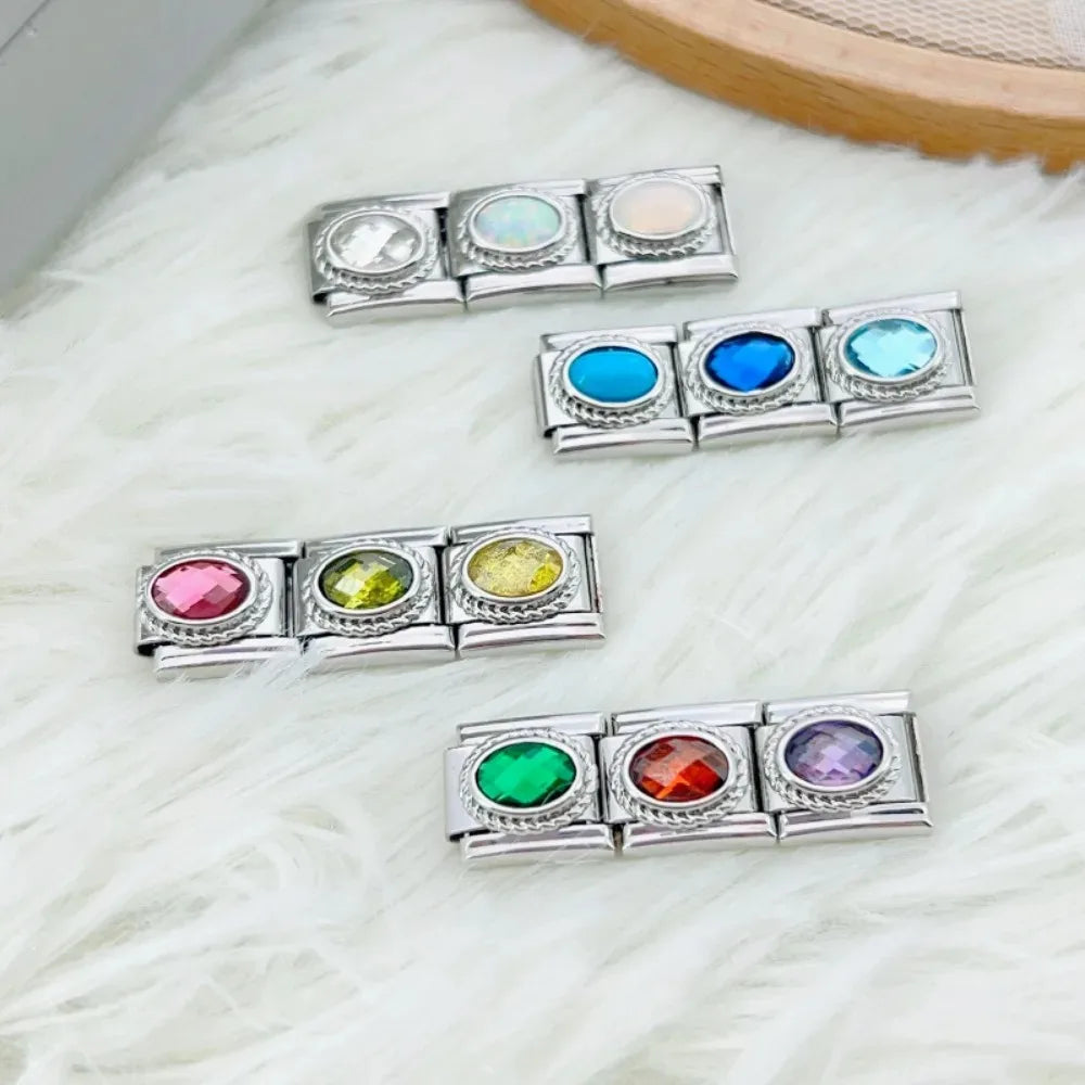 May Birthstone with CZ - Silver Charm