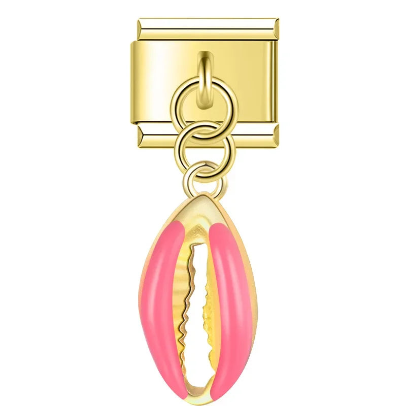 Pink Shell - Gold Pendant Charm
