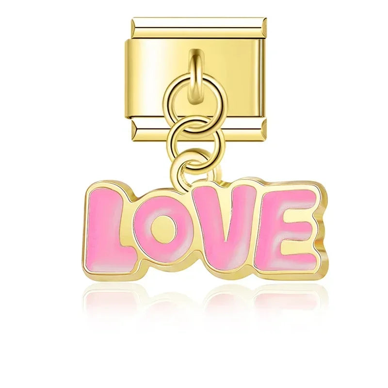 Pink Love - Gold Pendant Charm
