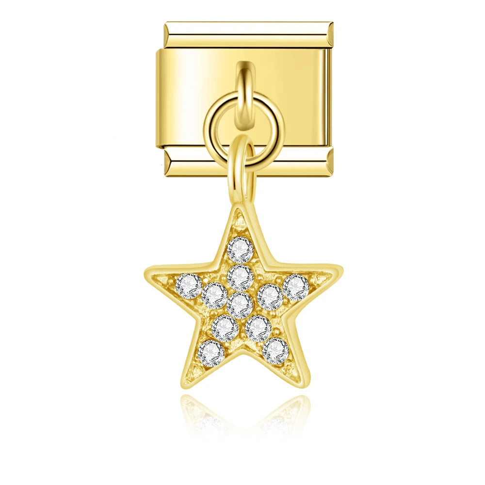 Golden Star with CZ - Gold Pendant Charm