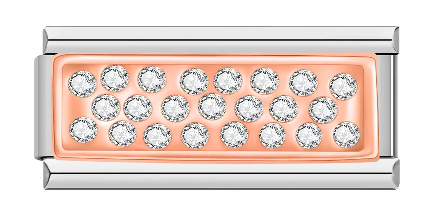 Rosé Glow Crystal – Silver Bar Charm