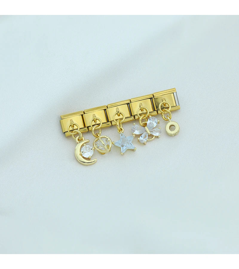 Orbit Crystal Sphere with CZ - Gold Pendant Charm