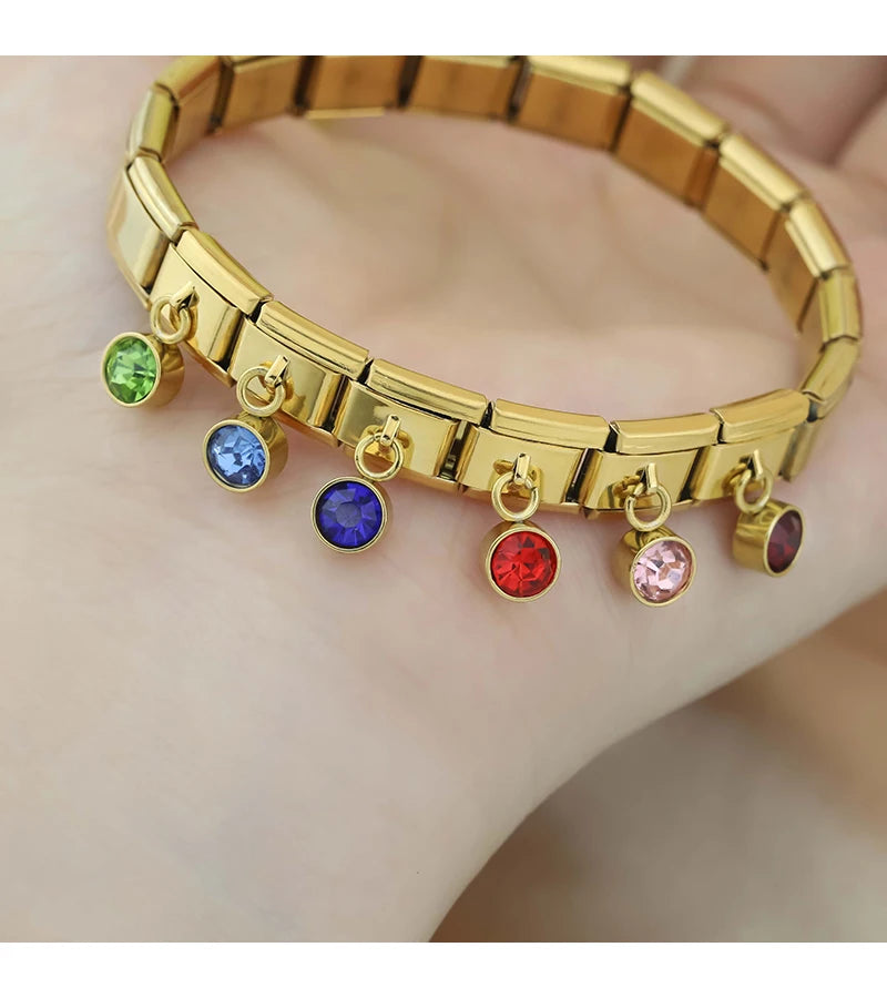 June Birthstone with CZ - Gold Pendant Charm