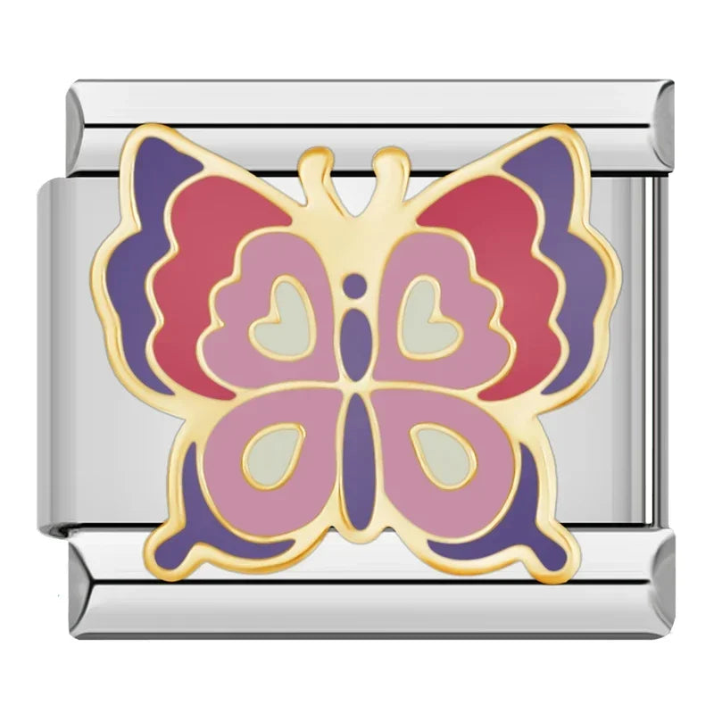 Gorgeous Pink Butterfly - Silver Charm