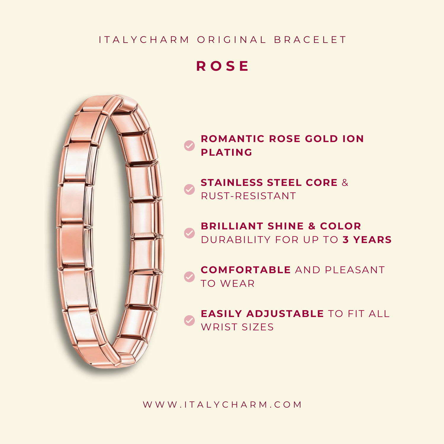 Classic Italian Rose Bracelet - Charmris