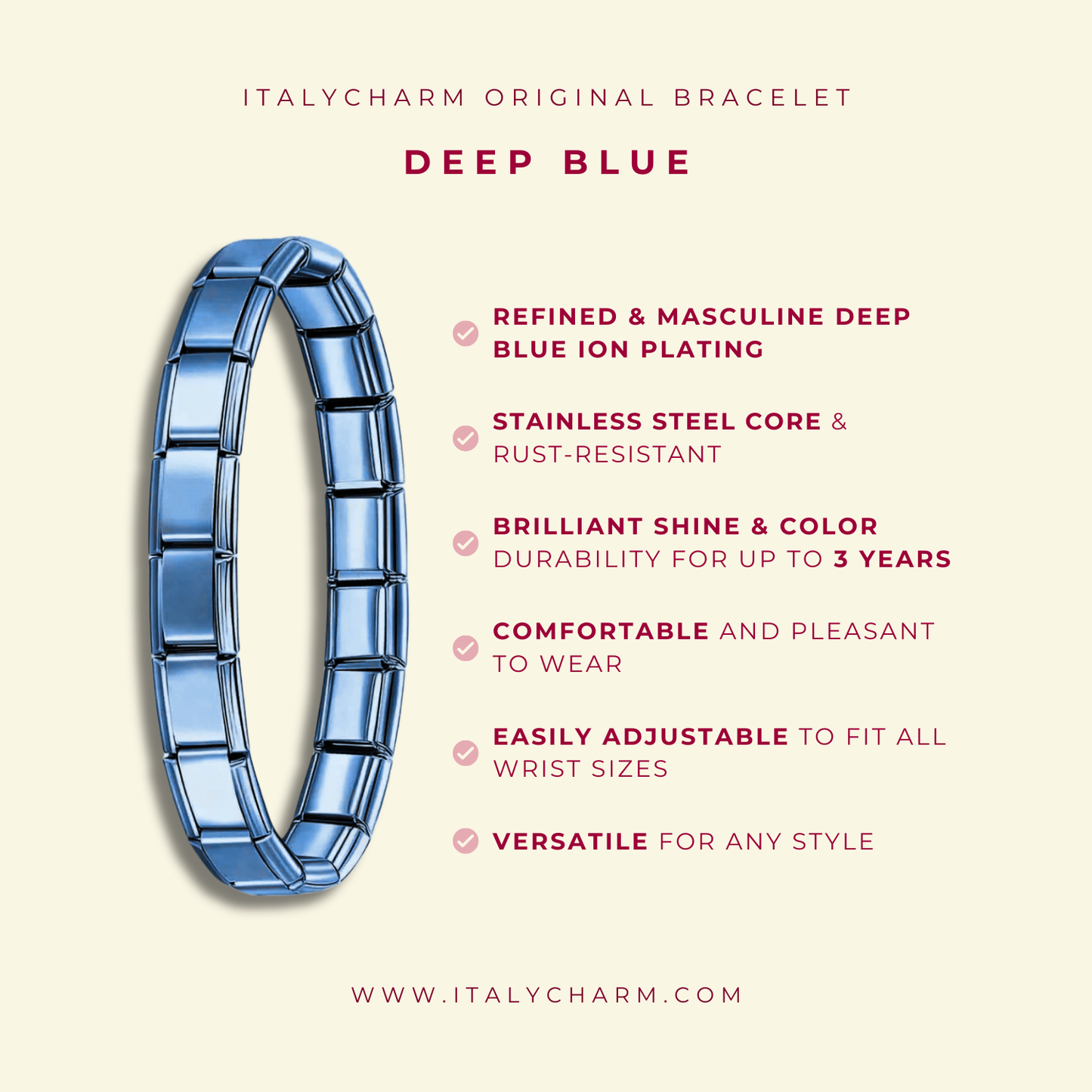 Classic Blue Italian bracelet - Charmris