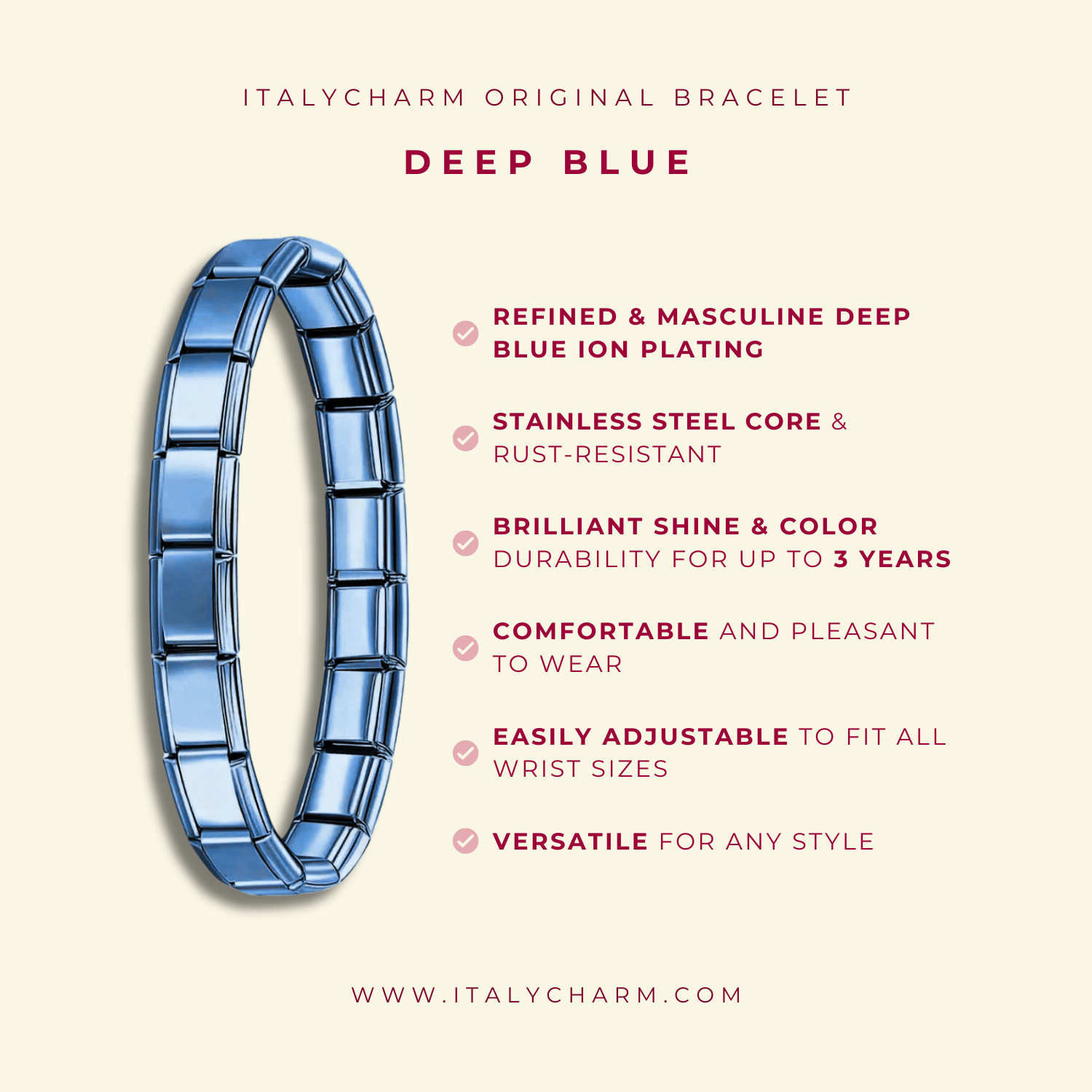 Classic Blue Italian bracelet - Charmris