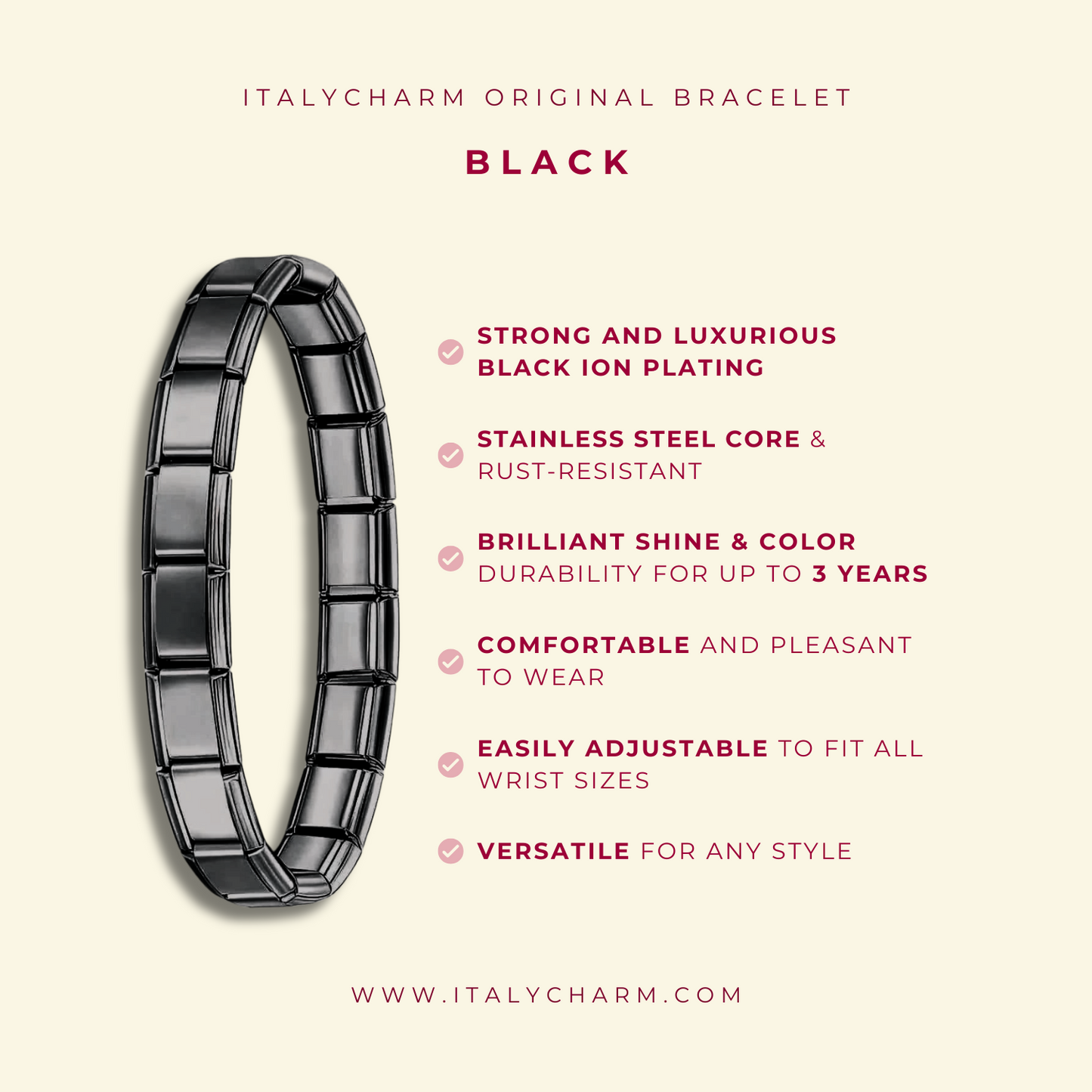 Classic Italian Black Bracelet - Charmris