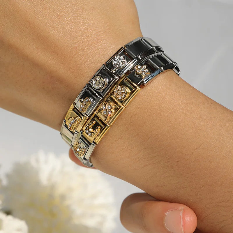 Golden Round with CZ - Gold Charm