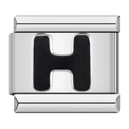 Black Letter H - Silver Charm