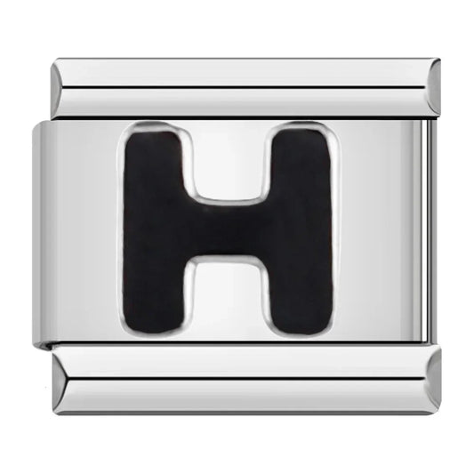 Black Letter H - Silver Charm