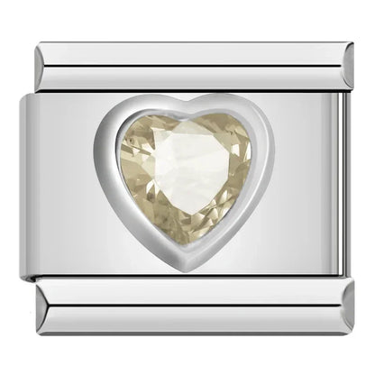 Ivory Resin Heart - Silver Charm