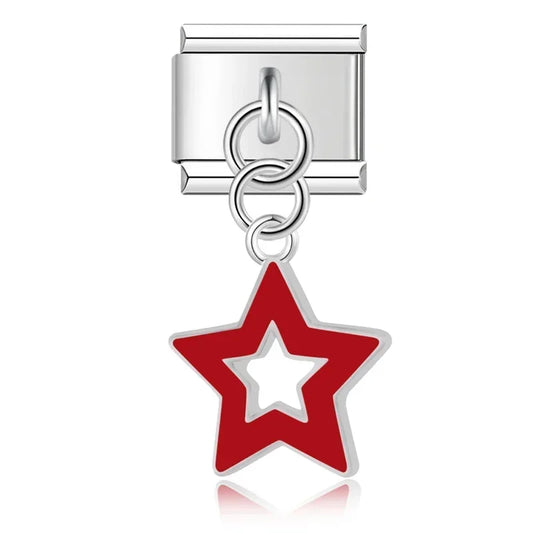 Red Star - Silver Pendant Charm