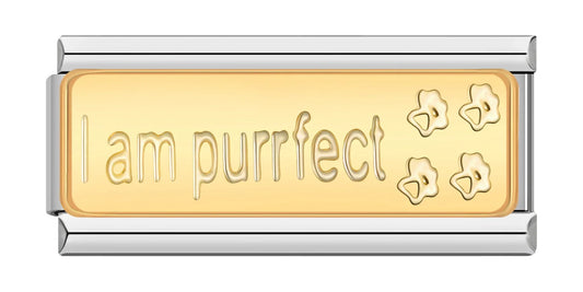 I am purrfect - Silver Bar Charm