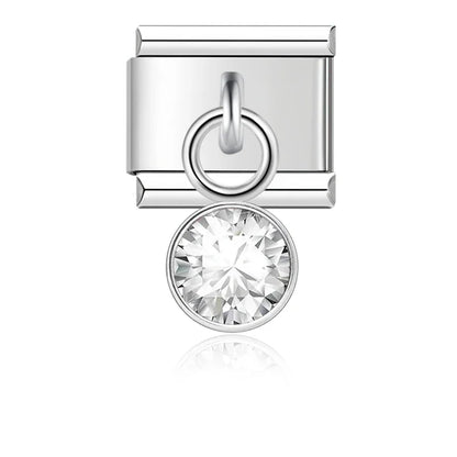 April Birthstone with CZ - Silver Pendant Charm