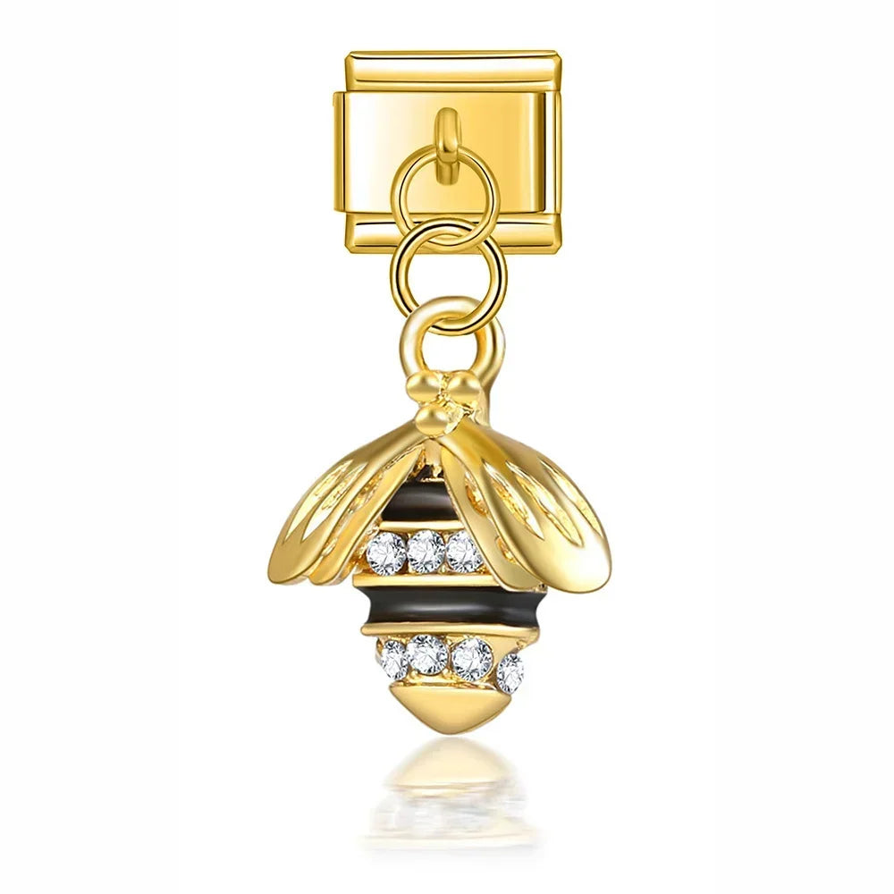 Buzz with CZ - Gold Pendant Charm