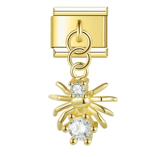 Mystic Spider with CZ - Gold Pendant Charm