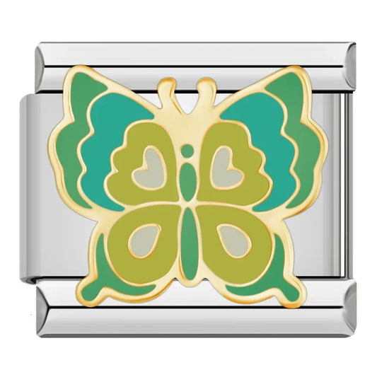 Gorgeous Green Butterfly - Silver Charm