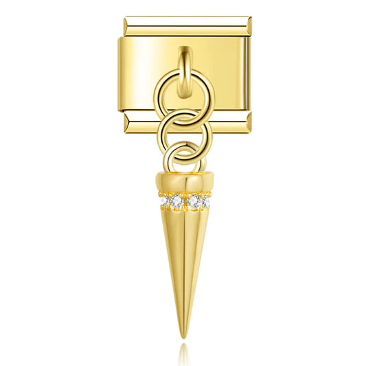 Golden Spike with CZ - Gold Pendant Charm