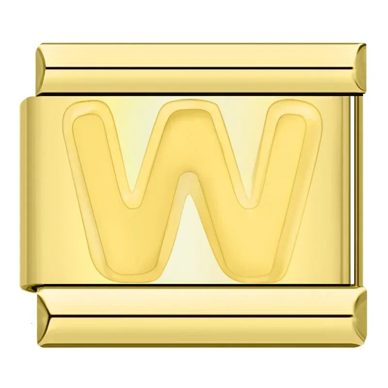 Golden Letter W - Gold Charm