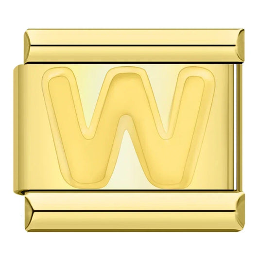 Golden Letter W - Gold Charm