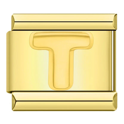 Golden Letter T - Gold Charm