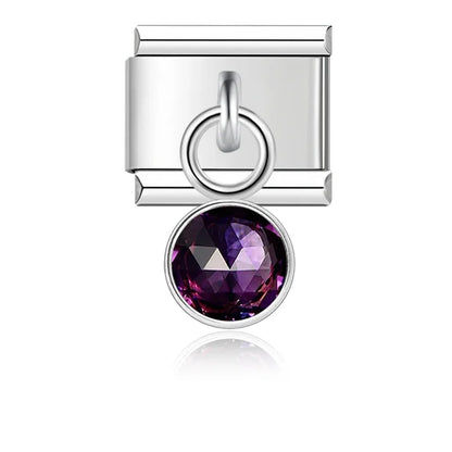 January Birthstone with CZ - Silver Pendant Charm