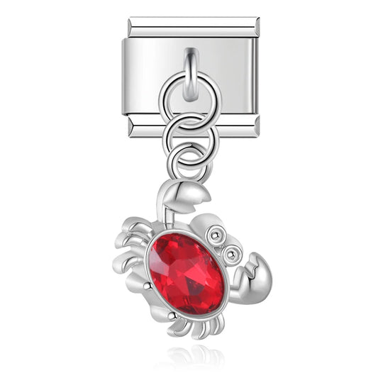 Red Ruby Crab - Silver Pendant Charm