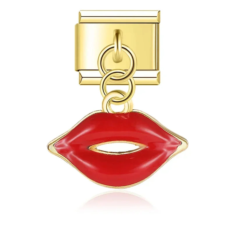 Sexy Lips - Gold Pendant Charm