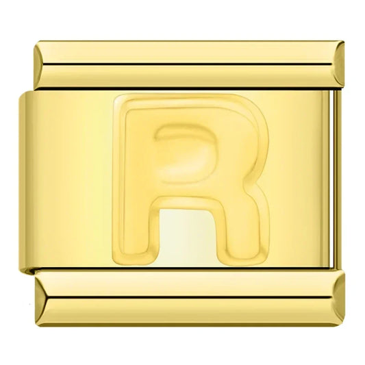 Golden Letter R - Gold Charm