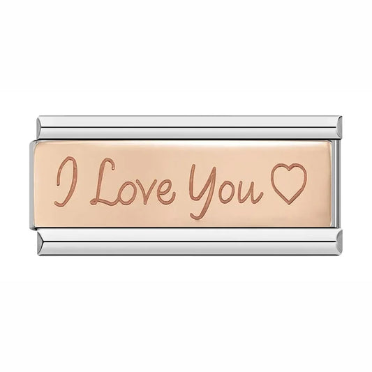 I Love You - Silver Rose Bar Charm