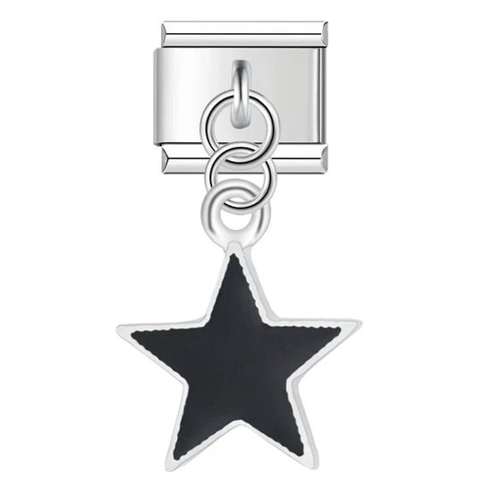 Solid Black Star - Silver Pendant Charm