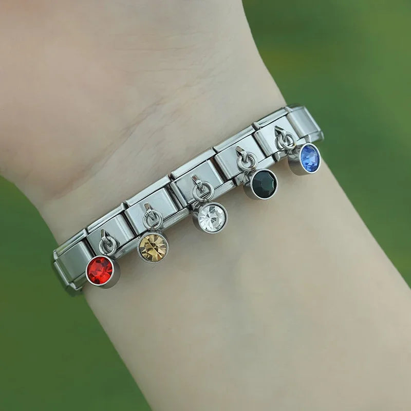 May Birthstone with CZ - Silver Pendant Charm