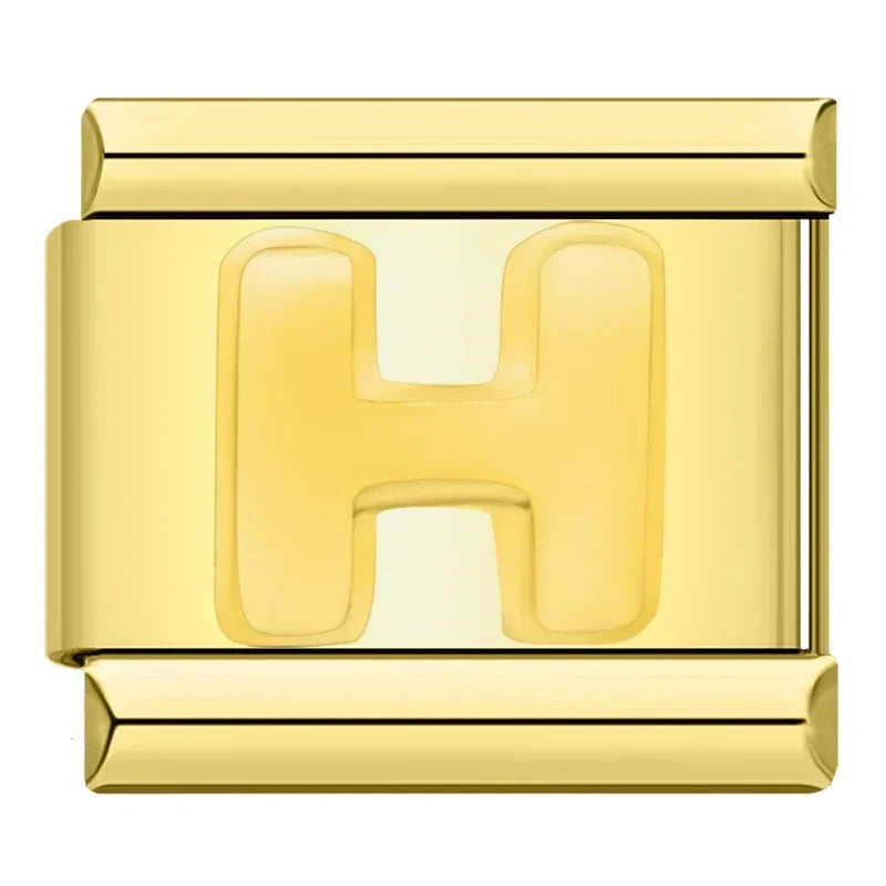Golden Letter H - Gold Charm