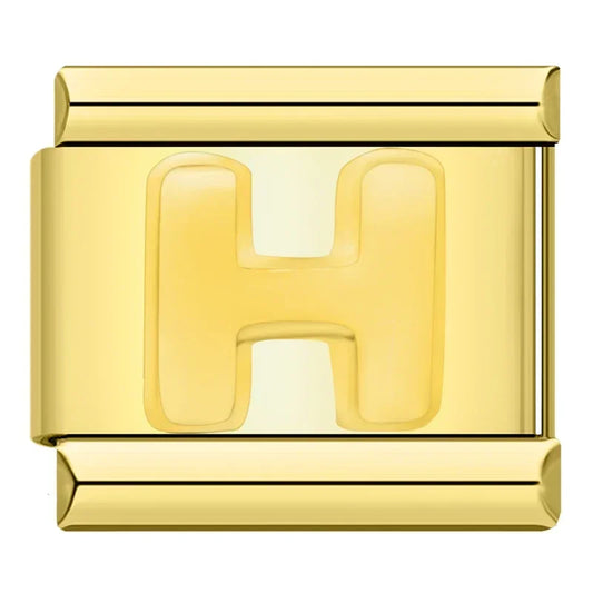 Golden Letter H - Gold Charm