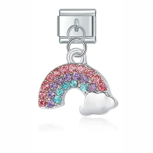 Dreamy Rainbow and Cloud Charm - Silver Pendant Charm