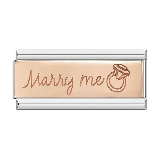 Marry Me with Ring - Silver Rose Bar Charm
