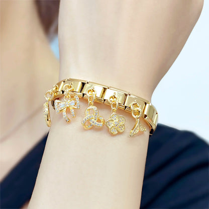 Golden Flower with CZ - Gold Pendant Charm