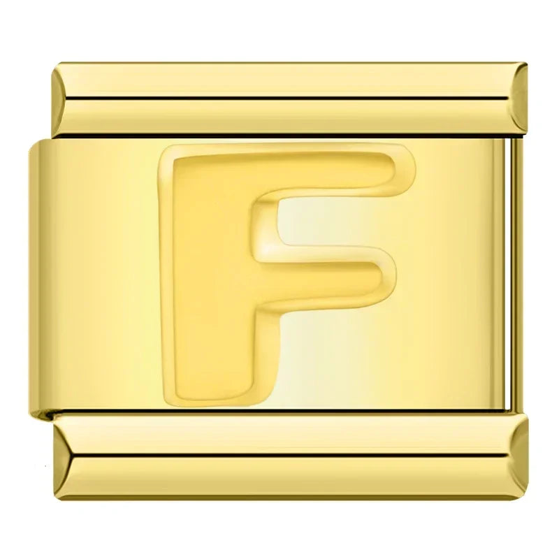 Golden Letter F - Gold Charm