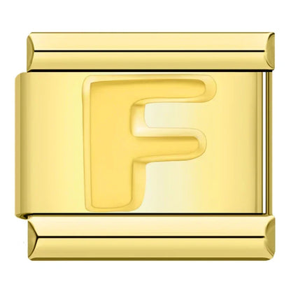 Golden Letter F - Gold Charm
