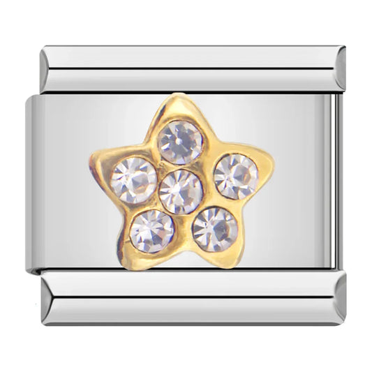 Golden Star with CZ - Silver Charm